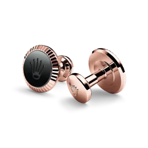 Rolex Manschettenknöpfe „Riffeldesign“ Everose-Gold und Keramik A1035