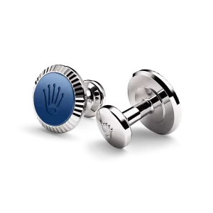 Rolex Manschettenknöpfe „Riffeldesign“ Weißgold und Keramik A1039