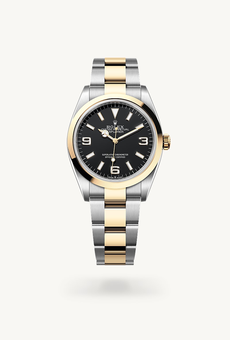rolex Explorer in Rolesor gelb (Kombination aus Edelstahl Oystersteel und Gelbgold)