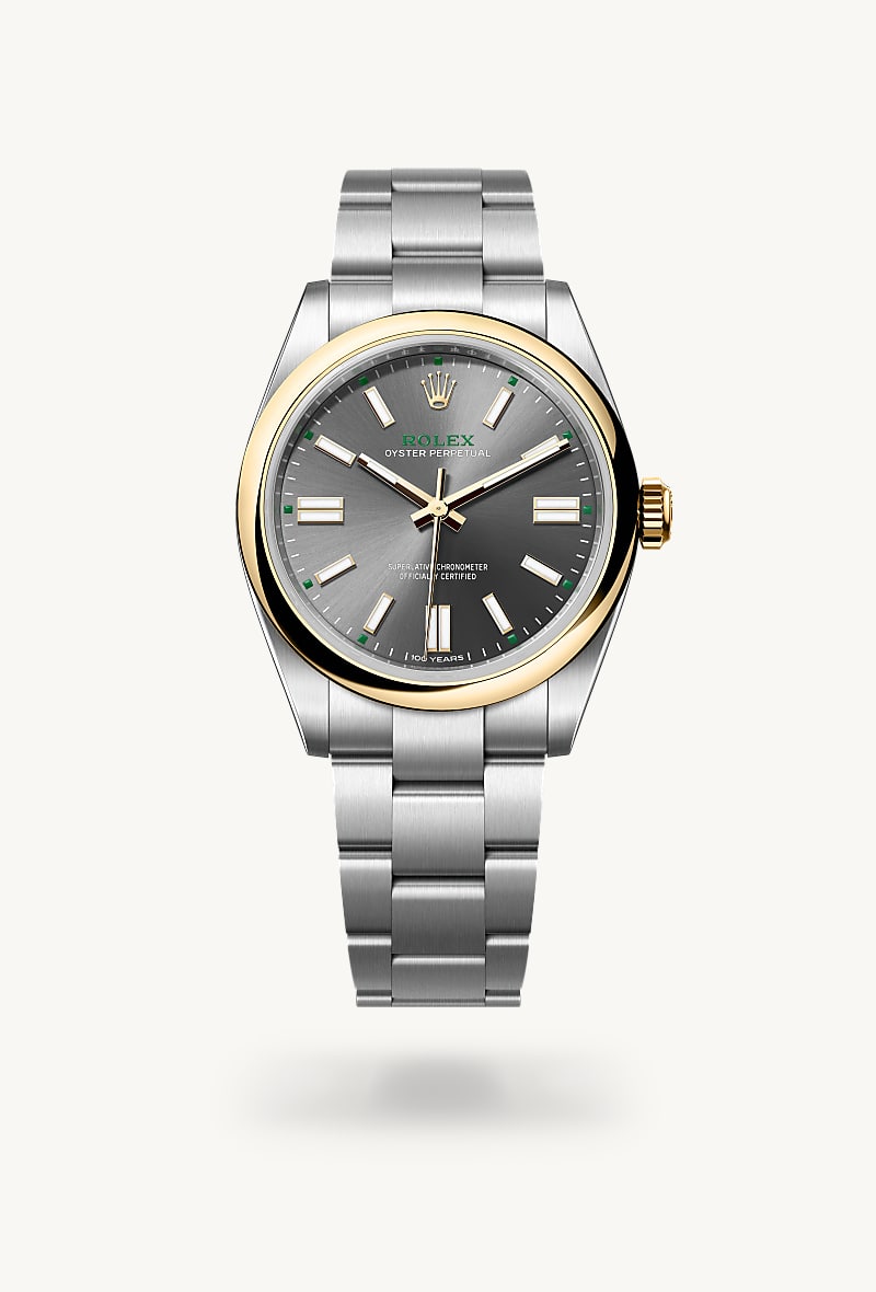 rolex Oyster Perpetual in Rolesor gelb (Kombination aus Edelstahl Oystersteel und Gelbgold)