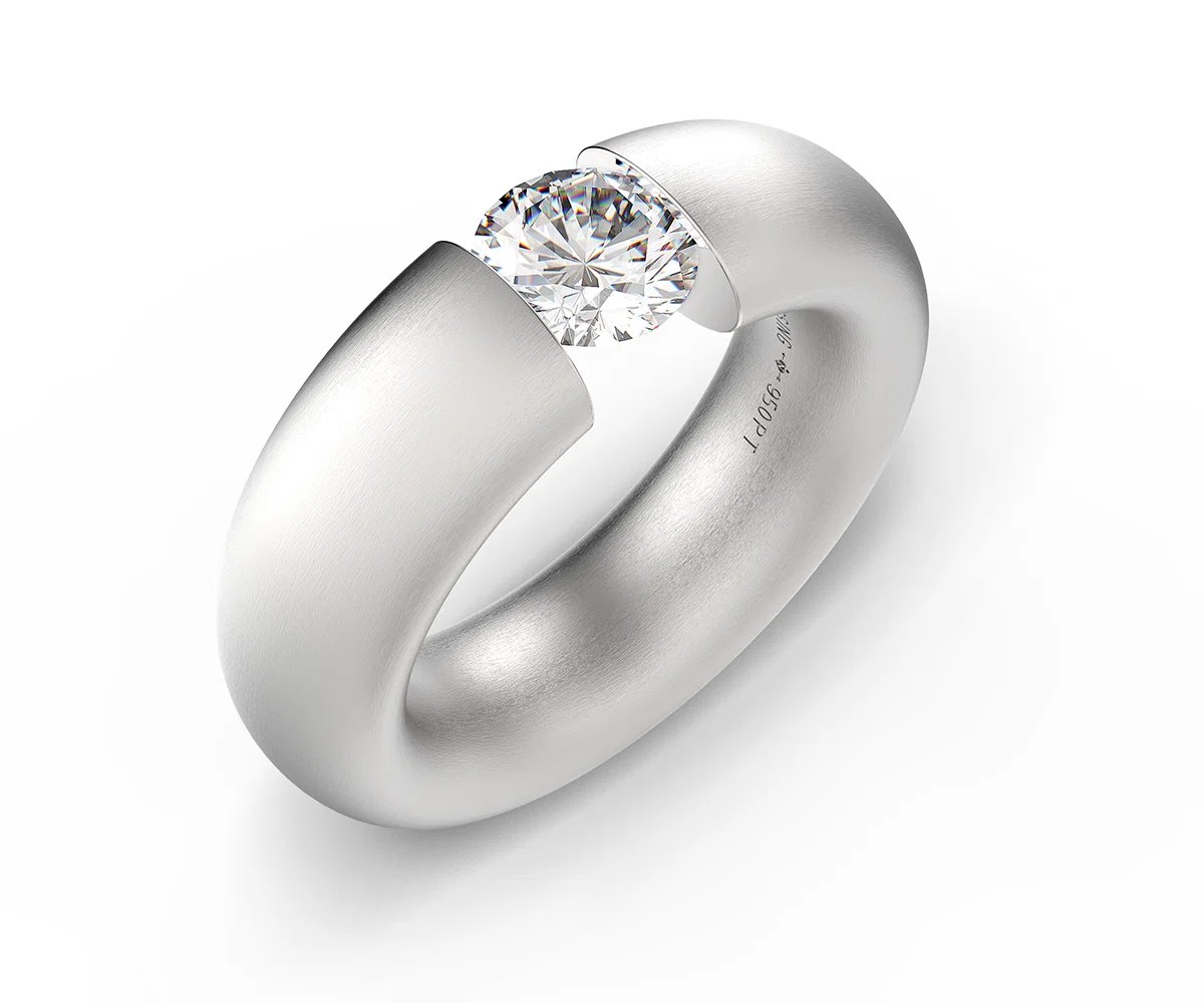 Niessing Spannring Oval in Platin mit Diamant